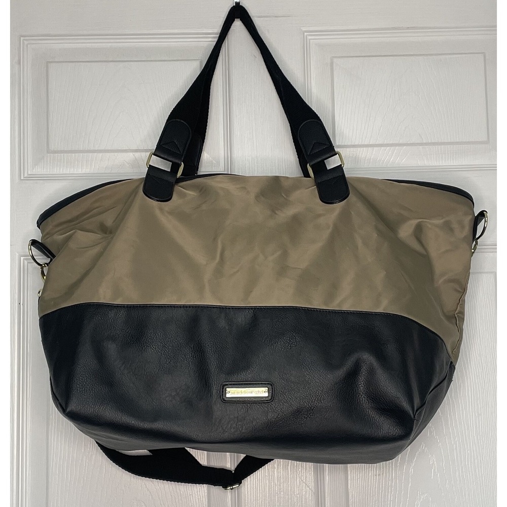 Madden Girl Tan and Black Overnighter Bag Travel Classic Minimalist Preppy